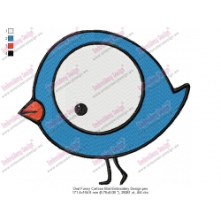 Oval Funny Cartoon Bird Embroidery Design